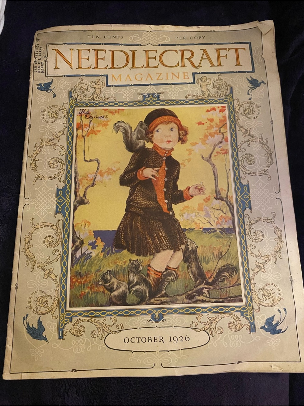 Needlecraft Magazine October 1926 Vintage Cover - Cream, Gold, Brown